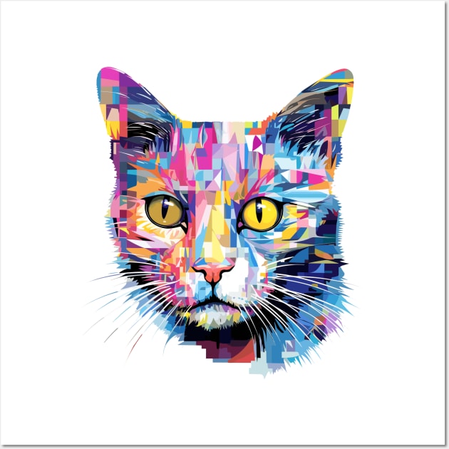 Cat Pet World Animal Lover Furry Friend Abstract Wall Art by Cubebox